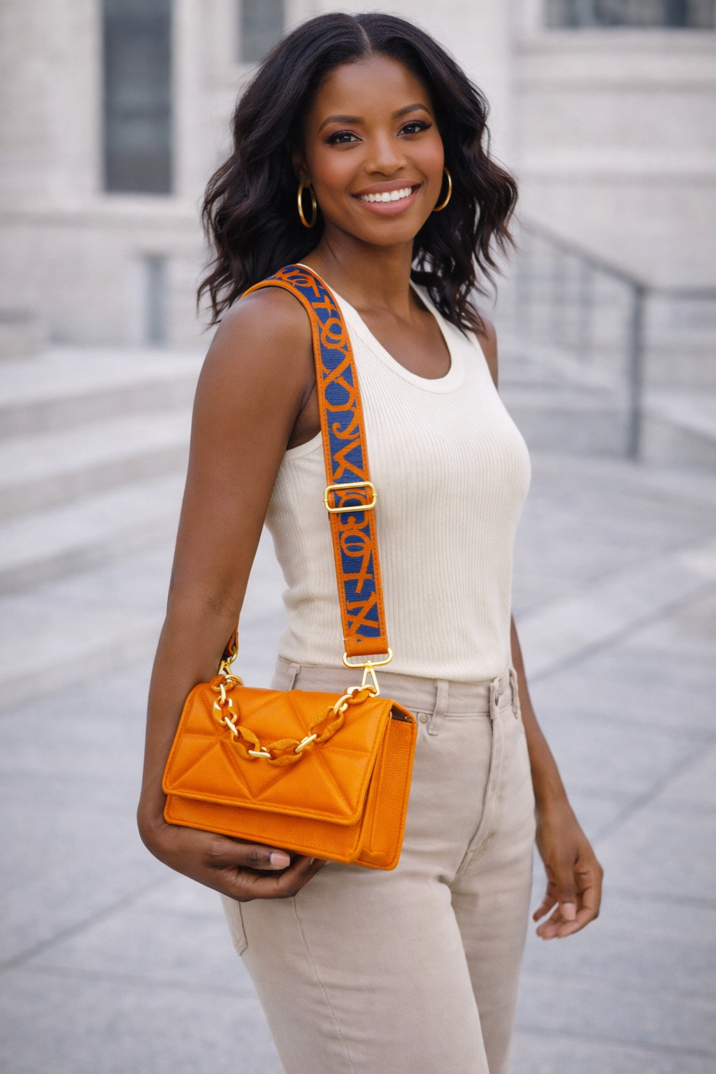 Quilted Adjustable Strap Crossbody Bag