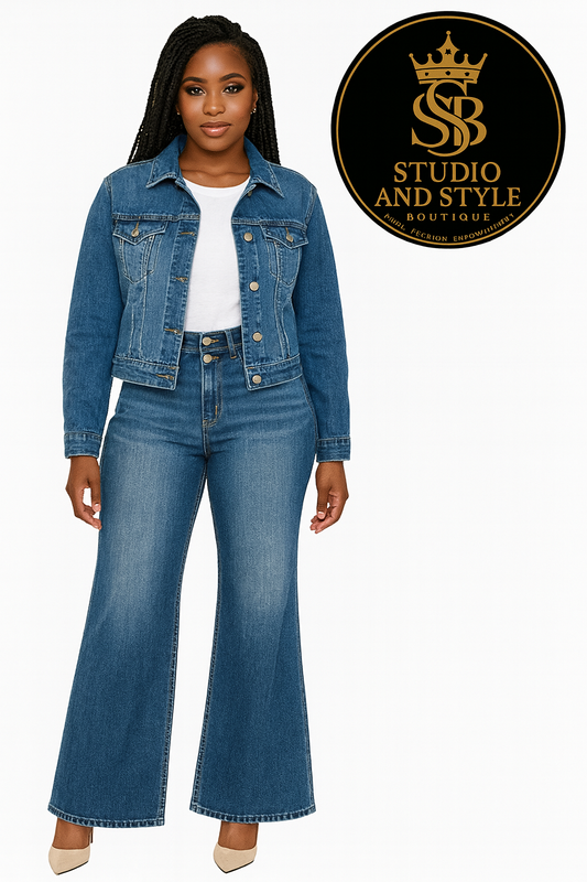 RISEN Full Size Mid Rise Wide Leg Jeans with Flared Look Plus Size